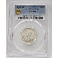 AUSTRLIA 1915 . ONE 1 SHILLING . PCGS AU50